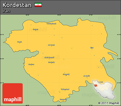 Savanna Style Simple Map of Kordestan, cropped outside