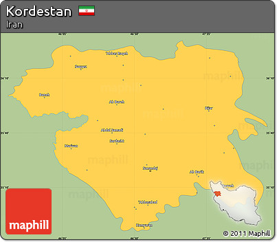 Savanna Style Simple Map of Kordestan, single color outside