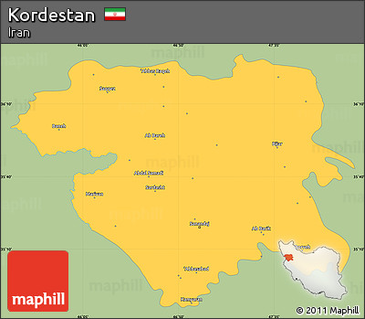 Savanna Style Simple Map of Kordestan, single color outside
