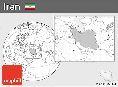 Gray Location Map of Iran, blank outside