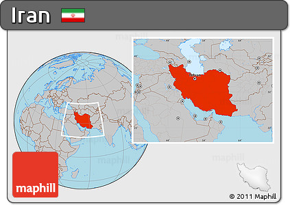 Gray Location Map of Iran