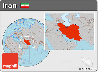 Gray Location Map of Iran