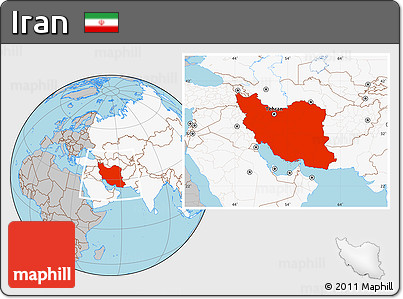 Gray Location Map of Iran, highlighted continent