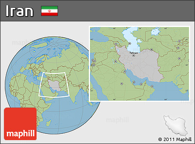 Gray Location Map of Iran, savanna style outside