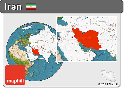 Satellite Location Map of Iran, highlighted continent