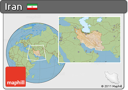 Satellite Location Map of Iran, savanna style outside