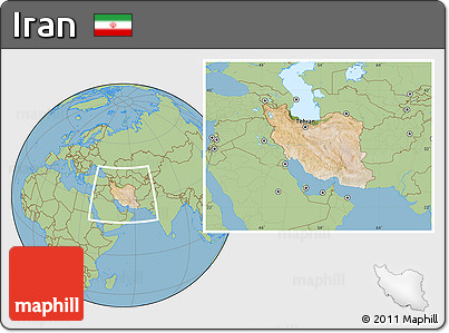 Satellite Location Map of Iran, savanna style outside