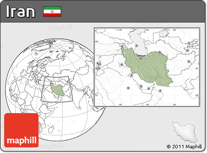 Savanna Style Location Map of Iran, blank outside, hill shading inside