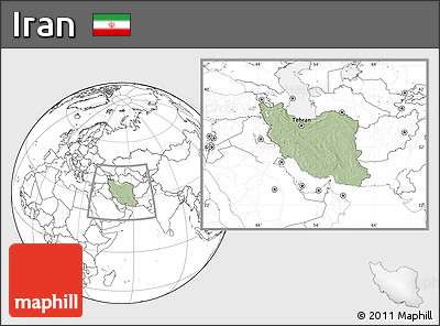 Savanna Style Location Map of Iran, blank outside, hill shading inside