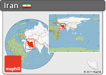 Savanna Style Location Map of Iran, highlighted continent, within the entire continent