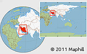 Savanna Style Location Map of Iran, highlighted continent, within the entire continent