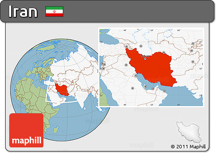 Savanna Style Location Map of Iran, highlighted continent