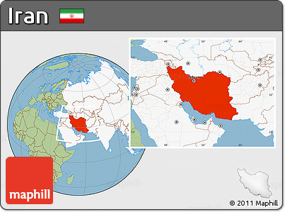 Savanna Style Location Map of Iran, highlighted continent