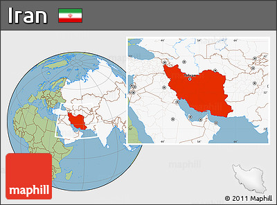 Savanna Style Location Map of Iran, highlighted continent