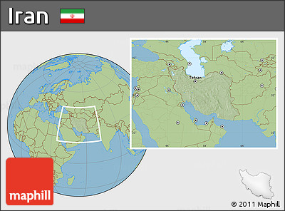 Savanna Style Location Map of Iran, hill shading inside