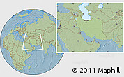 Savanna Style Location Map of Iran, hill shading outside