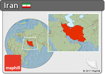 Savanna Style Location Map of Iran, hill shading