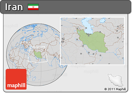 Savanna Style Location Map of Iran, lighten, desaturated