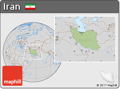 Savanna Style Location Map of Iran, lighten, desaturated