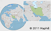 Savanna Style Location Map of Iran, lighten, desaturated, land only