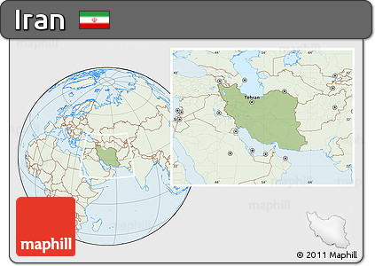 Savanna Style Location Map of Iran, lighten
