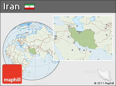 Savanna Style Location Map of Iran, lighten