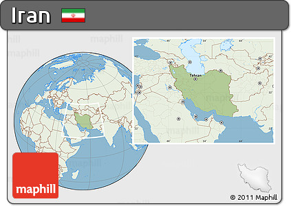 Savanna Style Location Map of Iran, lighten, land only
