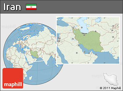 Savanna Style Location Map of Iran, lighten, land only