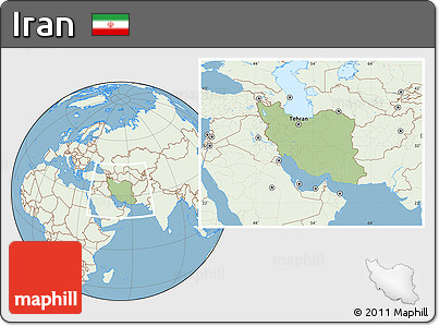 Savanna Style Location Map of Iran, lighten, land only