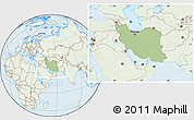 Savanna Style Location Map of Iran, lighten