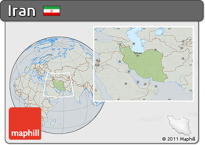 Savanna Style Location Map of Iran, lighten, semi-desaturated