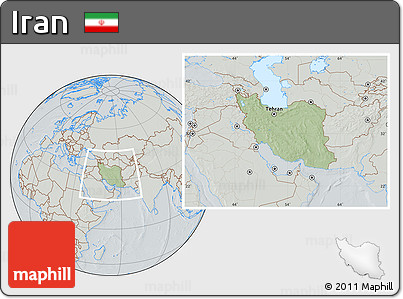 Savanna Style Location Map of Iran, lighten, semi-desaturated, hill shading