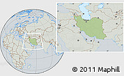 Savanna Style Location Map of Iran, lighten, semi-desaturated