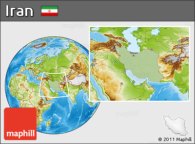 Savanna Style Location Map of Iran, physical outside