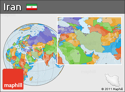 Savanna Style Location Map of Iran, political outside