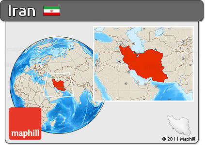 Shaded Relief Location Map of Iran