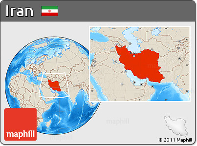 Shaded Relief Location Map of Iran