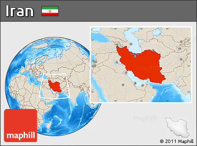 Shaded Relief Location Map of Iran