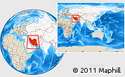 Shaded Relief Location Map of Iran, highlighted continent, within the entire continent