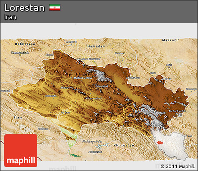 Physical 3D Map of Lorestan, satellite outside