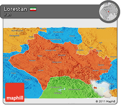 Political 3D Map of Lorestan