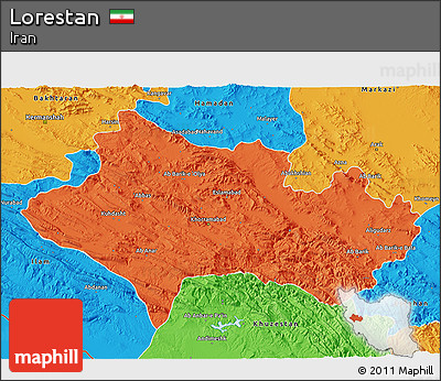 Political 3D Map of Lorestan