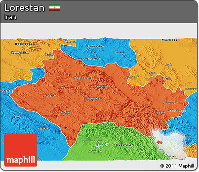 Political 3D Map of Lorestan