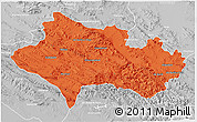 Political 3D Map of Lorestan, lighten, desaturated