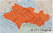 Political 3D Map of Lorestan, lighten, semi-desaturated