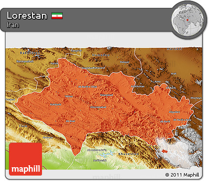 Political 3D Map of Lorestan, physical outside