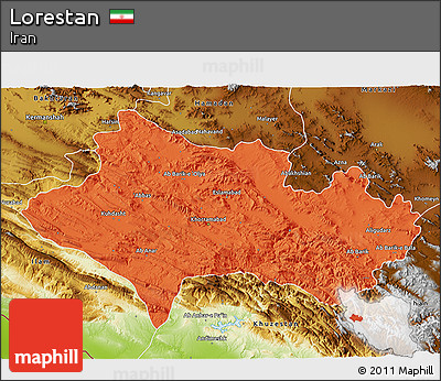 Political 3D Map of Lorestan, physical outside