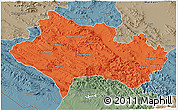 Political 3D Map of Lorestan, semi-desaturated