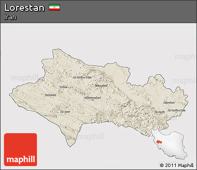 Shaded Relief 3D Map of Lorestan, cropped outside