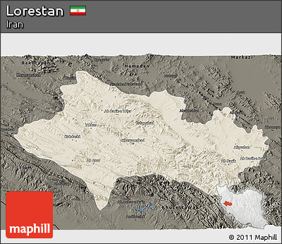 Shaded Relief 3D Map of Lorestan, darken